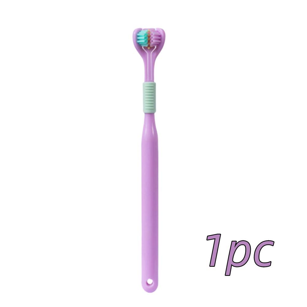 4pcs Soft Bristle 3-sided Toothbrush Gentle Clean Adult Teeth Brush for Complete Gum Care Autism Sensory Design Oral Health Tool