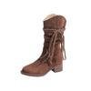 Spring and Autumn Platform Boots Women's Discarded Retro Style Knight Boots Frosted Tassel Hemp Rope Coarse Heel Medium Boots Women's Boots