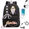 Sailor Moon Printed Student Backpack Ribbon Shoulder Bag Girls School Travel Backpack Large Capacity School Bag