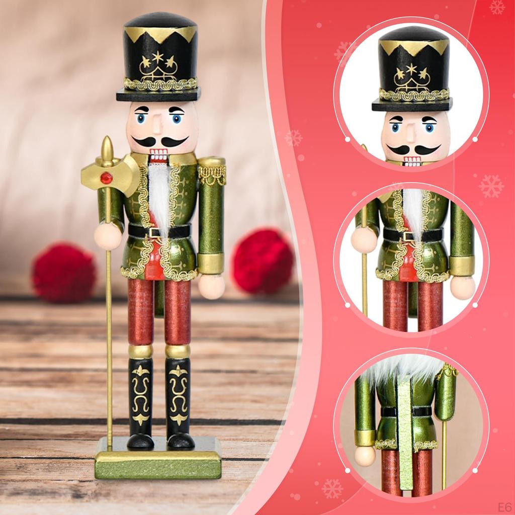 Christmas Nutcracker Desktop Ornament Wooden Figurine 25cm for Fireplace