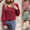 Summer Women's Loose Casual T-Shirt, European American Style Lace Crew Neck Flounce Sleeve Jacquard Dot Lace Trim Top