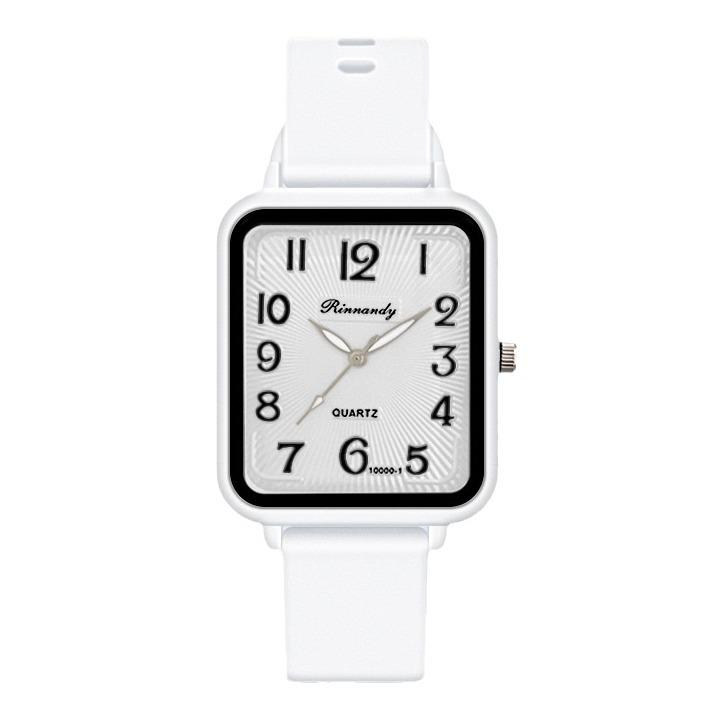 Women's Fashion Jelly Color Silicone Band Square Quartz Student Watch