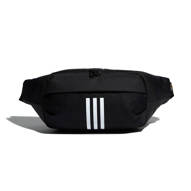 Adidas Reflective Three Stripes Buckle Zipper Training Sports Waist Bag Unisex Waist Bag Black White GL8557 Black/White