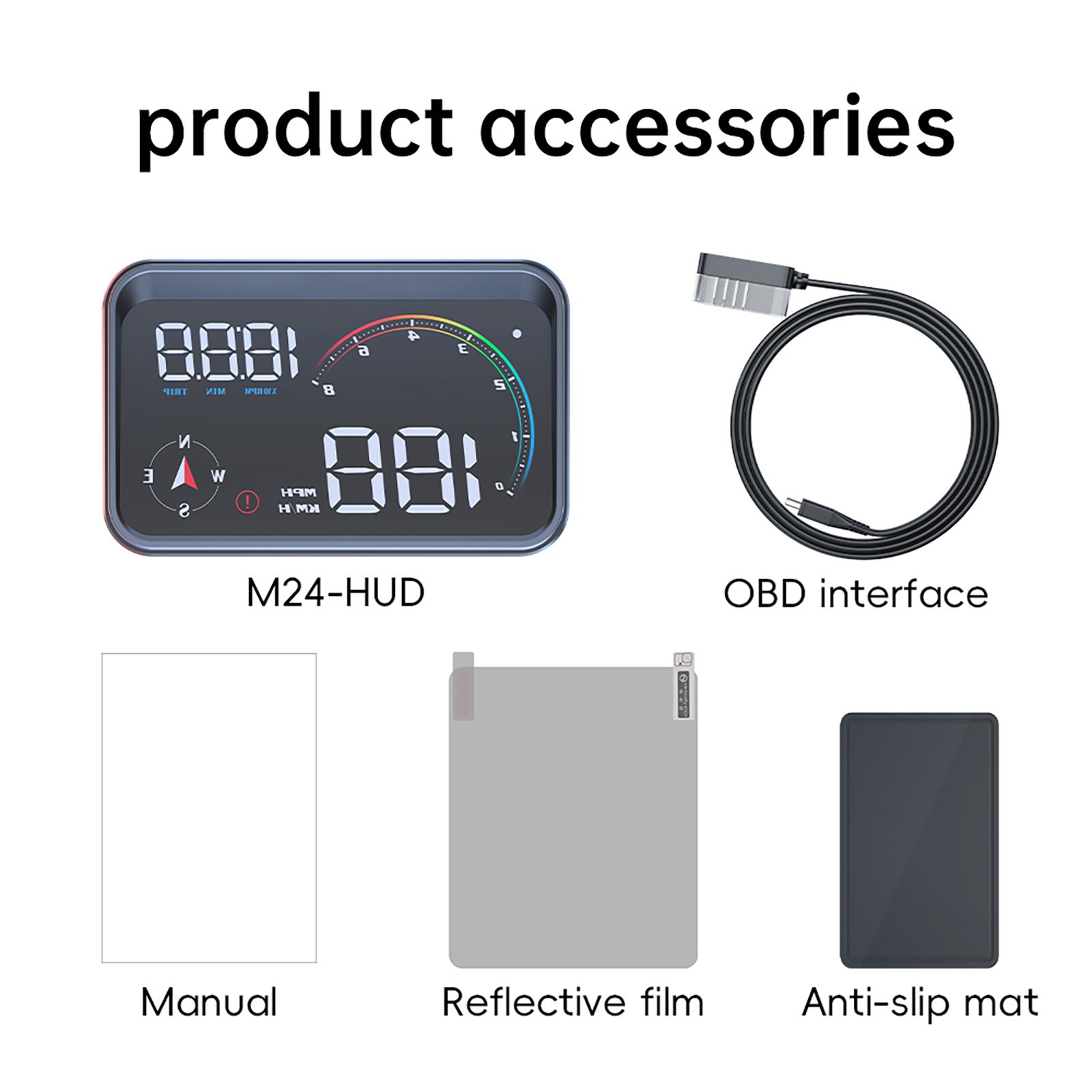 

M24 GPS+OBD Car Head Up Display On Computer Speedometer Voltmeter RPM Fuel Level Water Temp Compass Car Accessories With Alarm