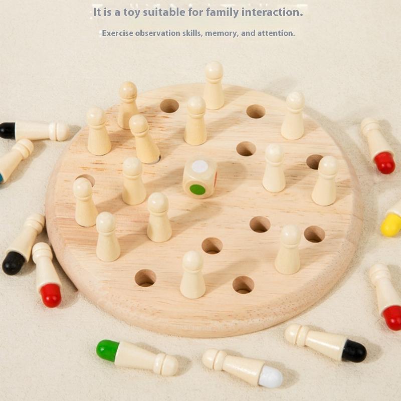 1 Set Streichholzfarben-Memory-Matching-Puzzles Eltern-Kind-Interaktion Lernspielzeug Holz-Memory-Schachbrettspiel für Kinder