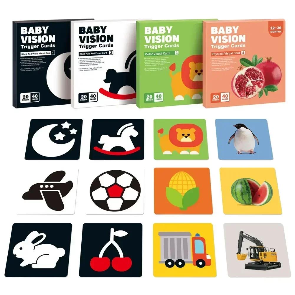 Non-Toxic 0-36M Baby Vision Stimulation Card Early Education Toy Newborn Visual Learning Book Black And White Contrast Card Montessori Toy