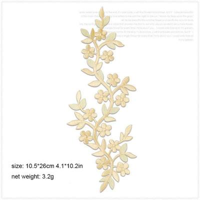DIY 10.5*26cm Cloth Patches Iron On Patch Embroidery Decorative Flowers Chinese Style Long Vine Leaves Cheongsam Bag Patch