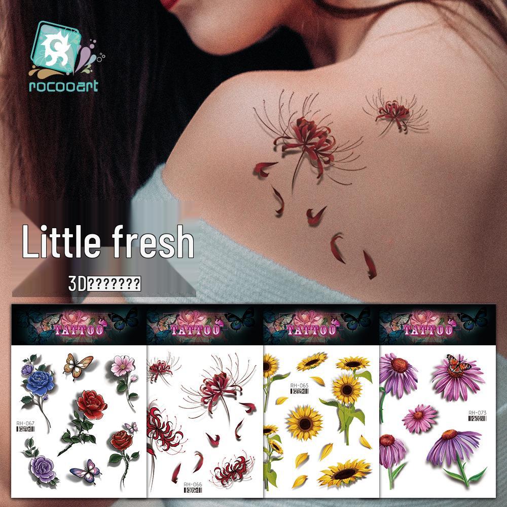 Waterproof Colorful Flower Tattoo Stickers - Disposable Tattoos