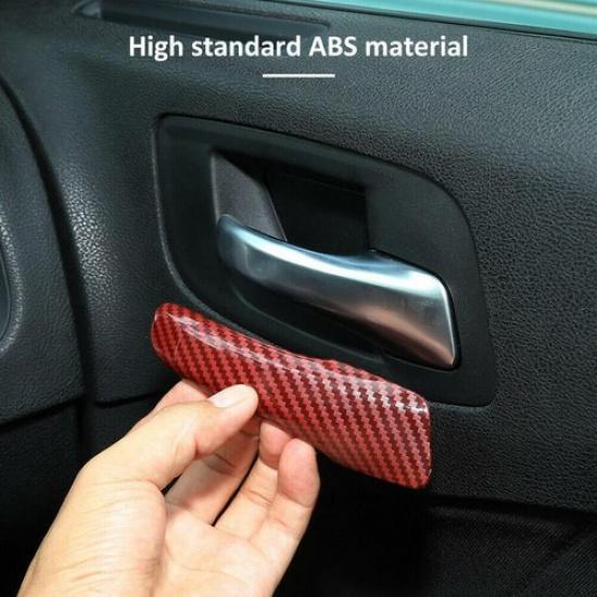 For Dodge Charger 2011- Red Carbon Fiber Inner Door Handle Cover Trim Stript