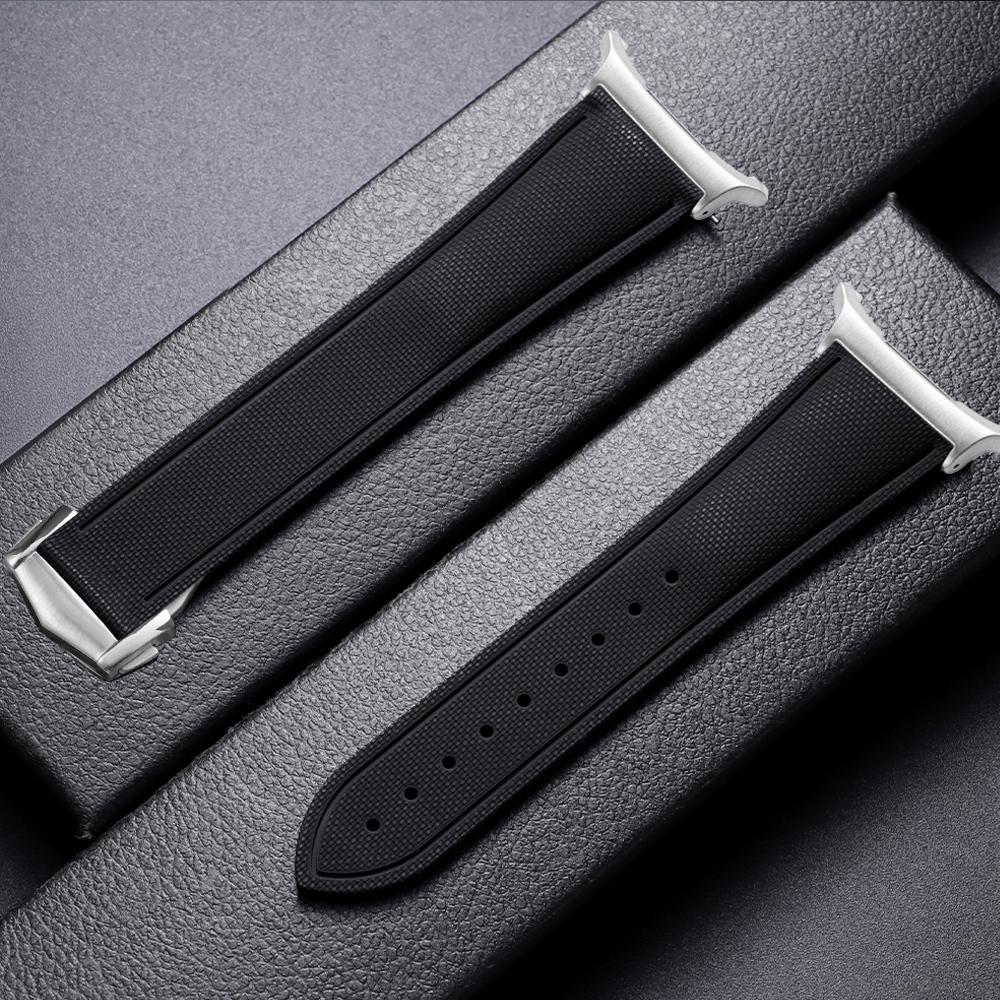 FKM Rubber Watch Strap for Samsung Galaxy Watch Ultra 47mm Bracelet for Galaxy Watch 7 47mm No Gap Wrist Band for Women Men Band