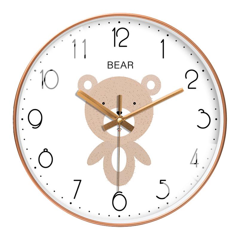Cartoon Animal Wall Clock Simple Cute Living Room Children's Bedroom Clock Nordic Minimalist Home No Punching Analog Clock 8inch