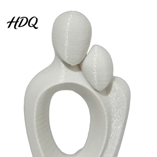 Smooth Curved Lines Sculpture 3D Printed One Heart Couple Statue Abstract Hugging Lovers Figurine with Stable Base Minimalist Modern Romantic