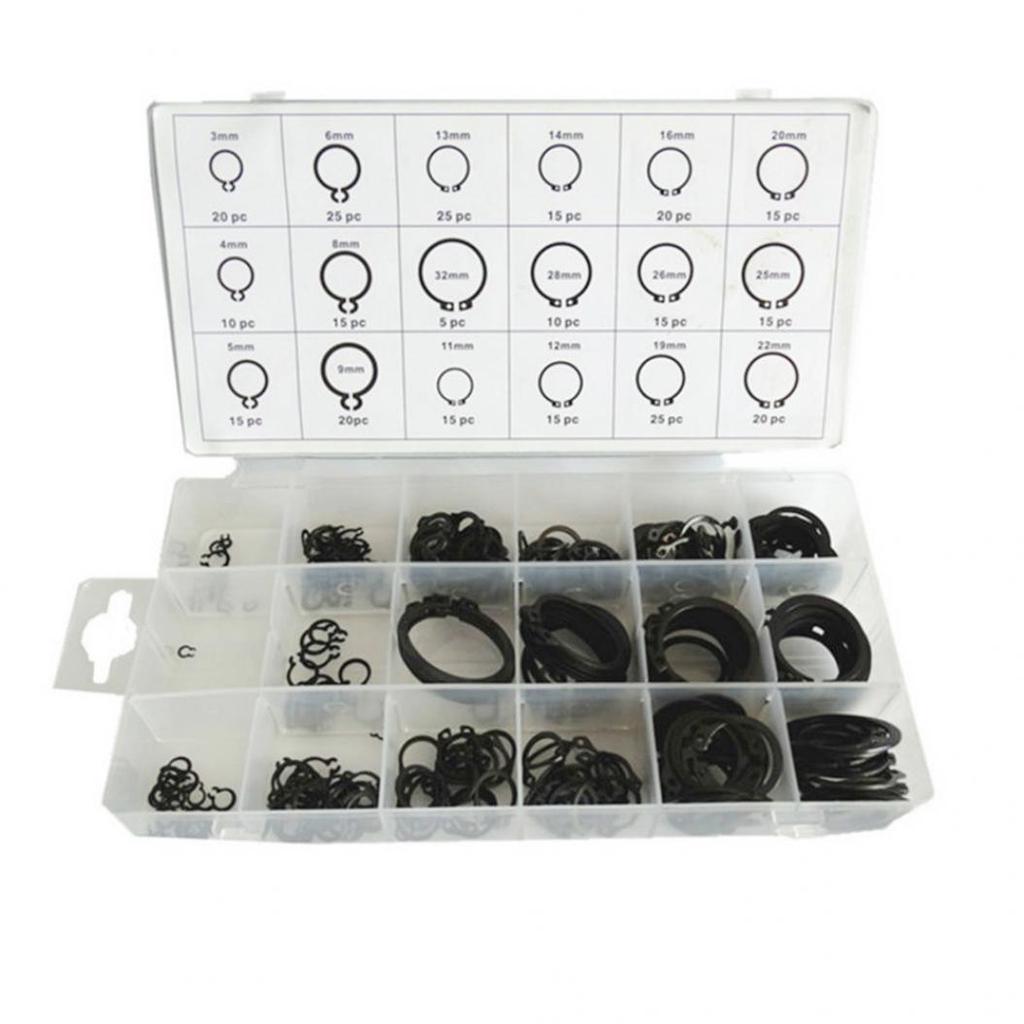 300Pcs 18 Sizes C-Clips Snap Ring Circlip Retaining Ring Set Assortment with Case