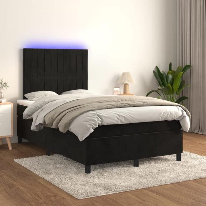 VidaXL Sommier à Lattes de Lit avec Matelas LED, Lit Rembourré, Lit Double, Lit Adulte de Chambre à Coucher Intérieur, 3136235