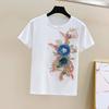 Sommer Mode Frauen Lose Stickerei Kurzarm Top und Cropped Jeans Anzug Casual Zwei-stück Set Weibliche Plus Größe