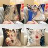 Retro Cute Wedding Girl Cushion Cover Natural Linen Organic Fabric DoubleSided Printing Room Sofa Decor Pillow Case
