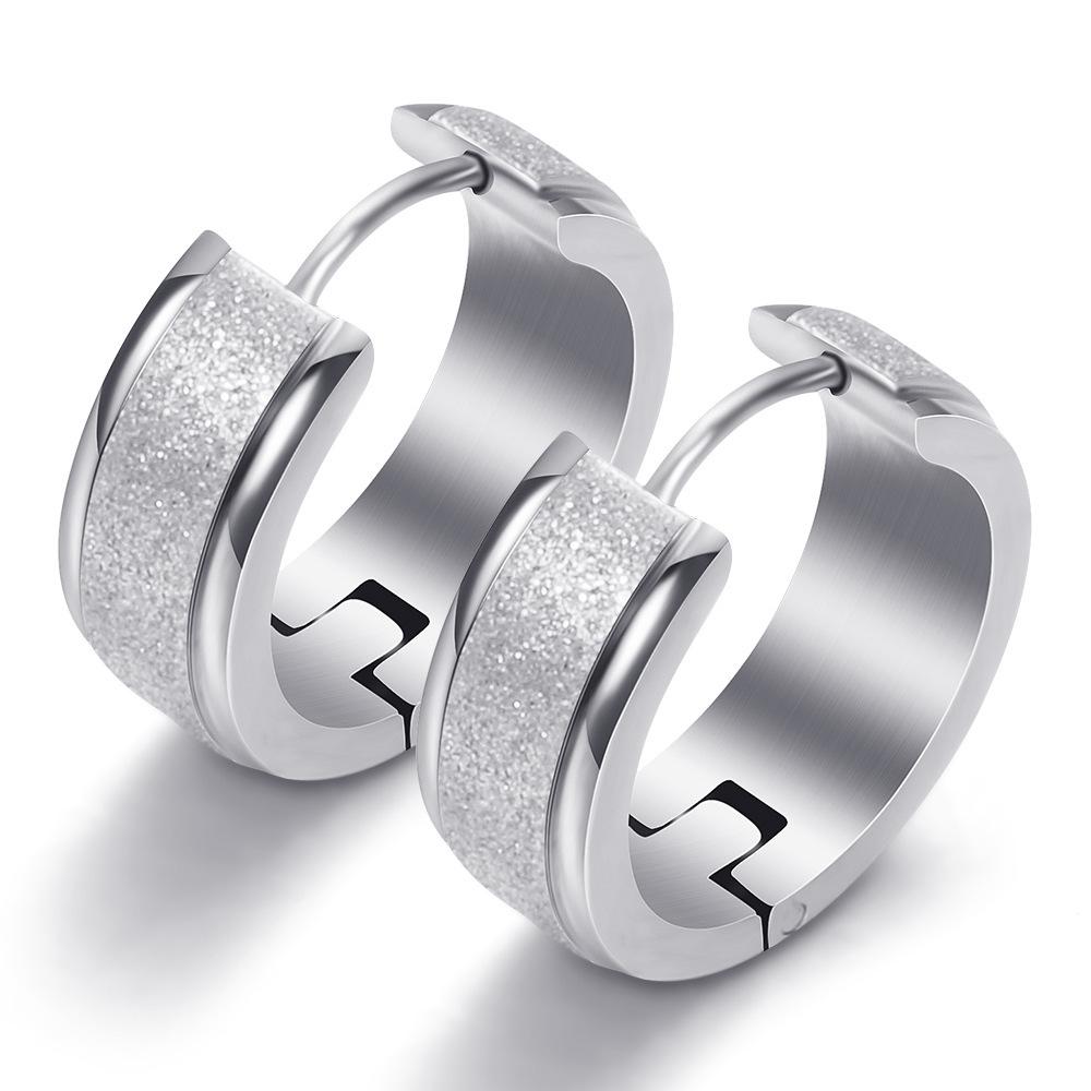 18K Gold Frosted Stainless Steel 7MM Round Arc Stud Earrings for Women