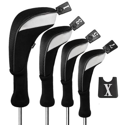 Andux Golf Club Headcovers, Set of 4, for Wood Drivers, 460cc Compatible, MT/MG30 (Black)