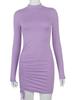 Rochie cu mâneci lungi, cu volan, bodycon pentru femei, cu gât rochit, bandaj, rochii mini, toamnă, neagră, slabă, elastică, rochii de petrecere