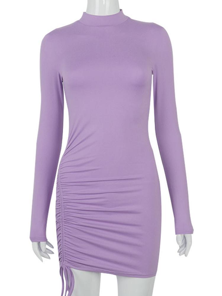 Rochie cu mâneci lungi, cu volan, bodycon pentru femei, cu gât rochit, bandaj, rochii mini, toamnă, neagră, slabă, elastică, rochii de petrecere