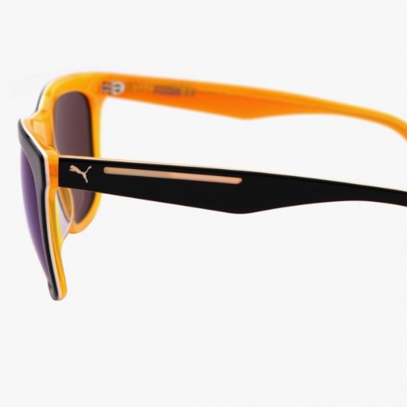 Puma Pu0088sk 002 Ripper Square Horn Rimmed Over Asian Fit Mirror Sunglasses