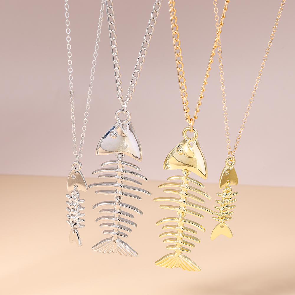 Modischer Legierungs-Fischgräten-Halskettenanhänger für Damen Mädchen Halskettenkette Party Urlaubs Schmuck Geschenke