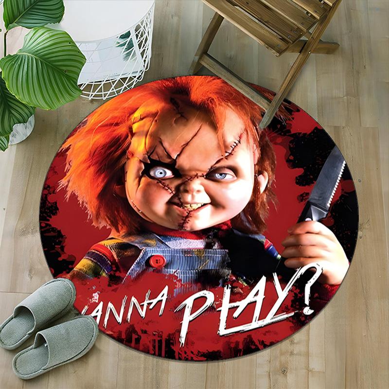 1pc Chucky3 Print Round Carpet Chair Round Carpet Suitable for Bedroom Living Room Home Decorative Carpet