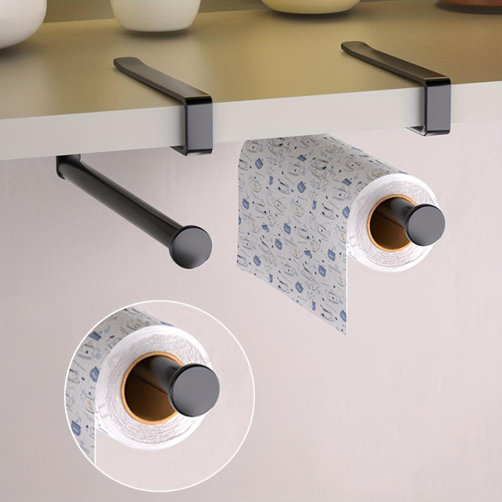 1Pc Non-Perforated Hanging Storage Rack, Iron Made Flush Mount Paper Towel Holder for Kitchen