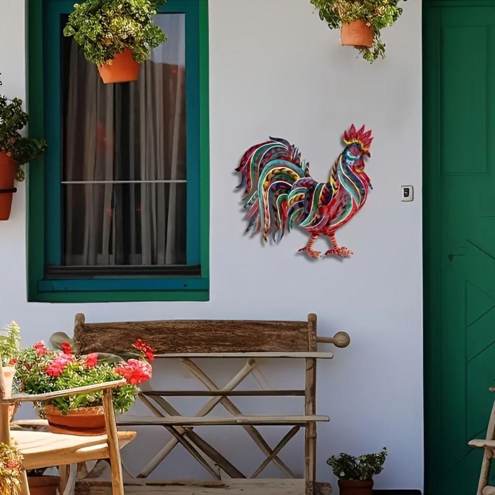Art Rooster Wall Hanging Decoration Metal Miniatures Figurine Sculpture  Home