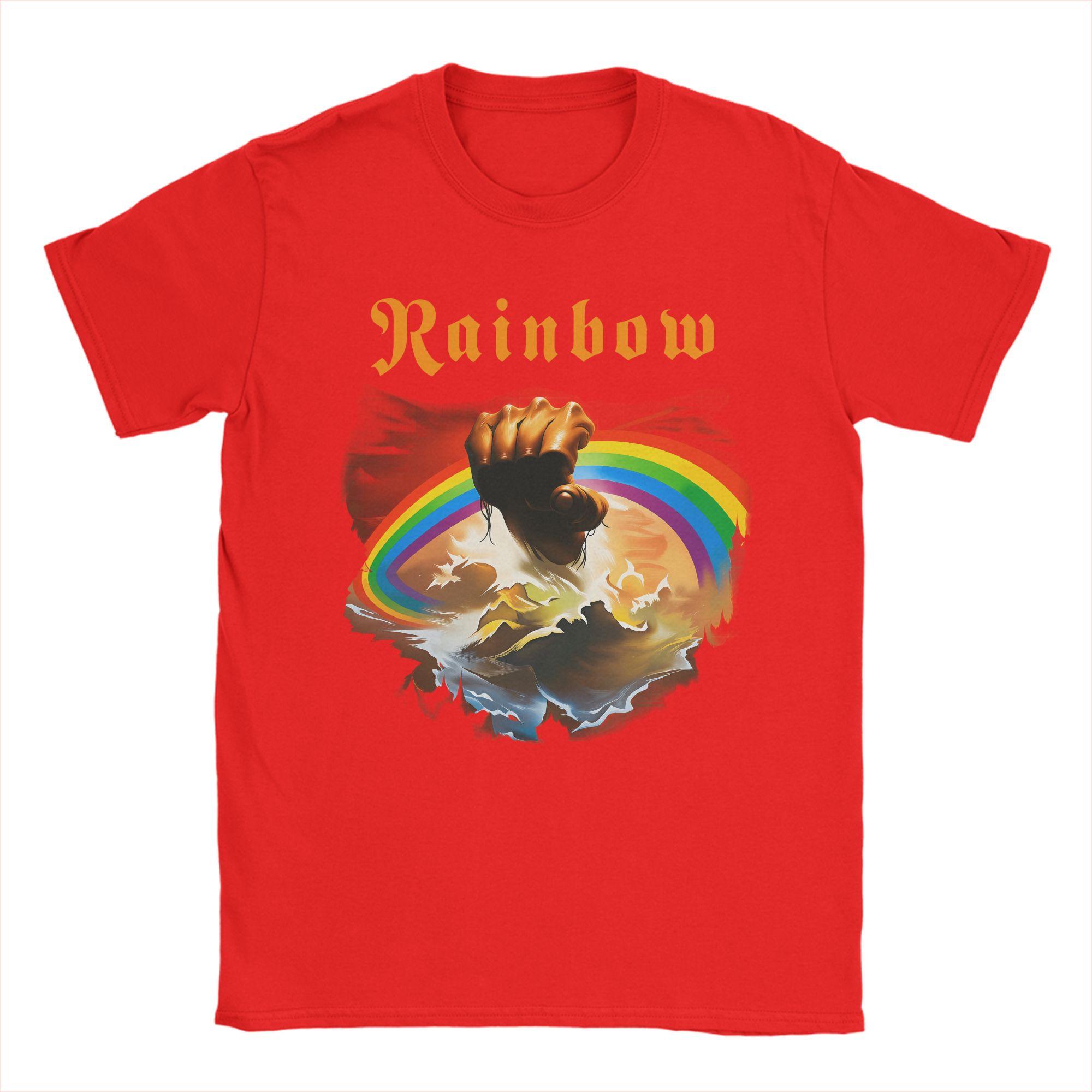 Men T-Shirts Rainbow  Fashion Cotton Tees Short Sleeve Rising Album Band T Shirts Round Collar Clothing Plus Size S