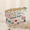 Medical Graffiti Printed Corduroy Makeup Bag, Lightweight Zipper Makeup Storage Box, Multi functional Bag with Lining