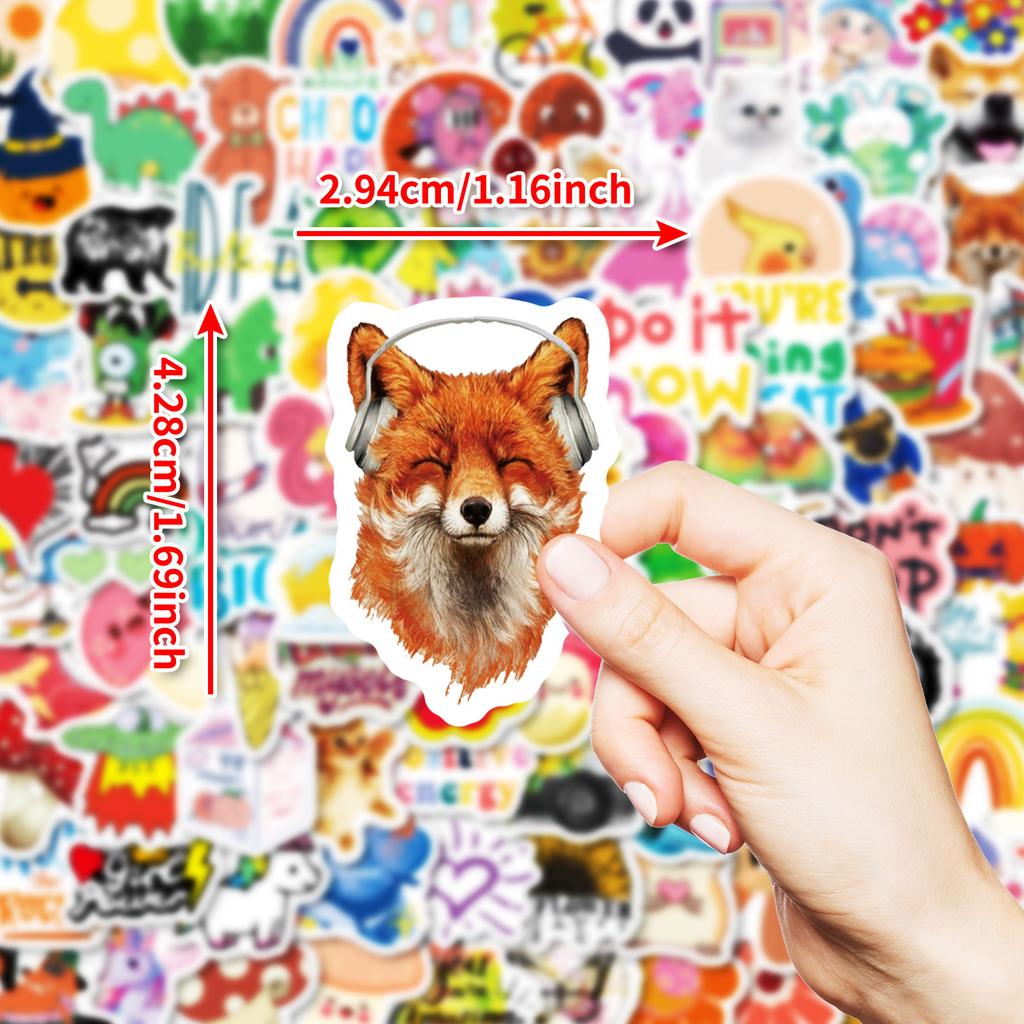 New 100 High-value Ins Style Mushroom Mix and Match Stickers Cute Fox Panda No Repeat Waterproof Stickers