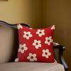 Red Daisy Square Jacquard Pillow Cover for Sofa Office Waist Cushion Cover Home Decorative Pillowcase