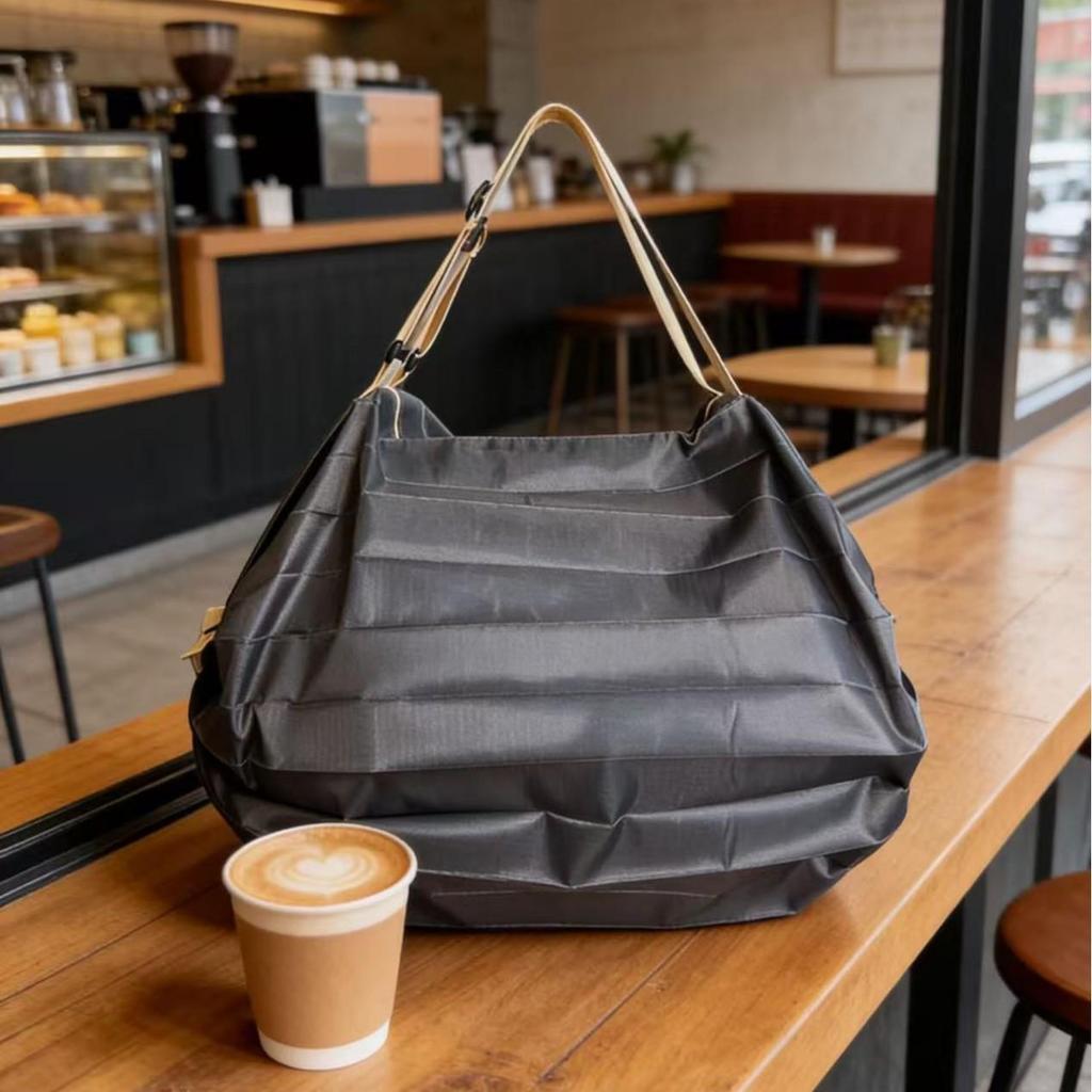Japanese Accordion Spring Roll Foldable Shopping Bag: Large Capacity, Portable Handbag, Organizer