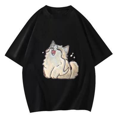 Fashion Funny Cartoon Cat Printing Men's T Shirts Summer Harajuku Casual Loose O-neck Oversize Women Short Sleeve Tops Tees