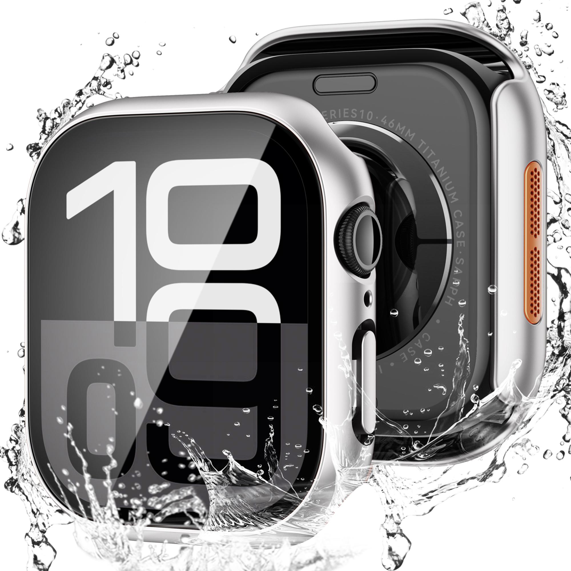 

Watch Case for Apple Watch SE (2023)/SE (2022)/SE 44mm/Series 6/5/4 44mm Waterproof Dustproof PC Frame with Tempered Glass Film Silver