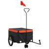 VidaXL Bicycle Trailer, Transport Cart with Hitch Bar, Bicycle Trailer with Flag for Luggage, Black 94103