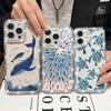 Diamond Frame Clear Phone Case For iPhone 16E 16 Pro Max 15 Pro 14 13 12 11 Whale Turtle Pattern Soft Silicone Shockproof Cover