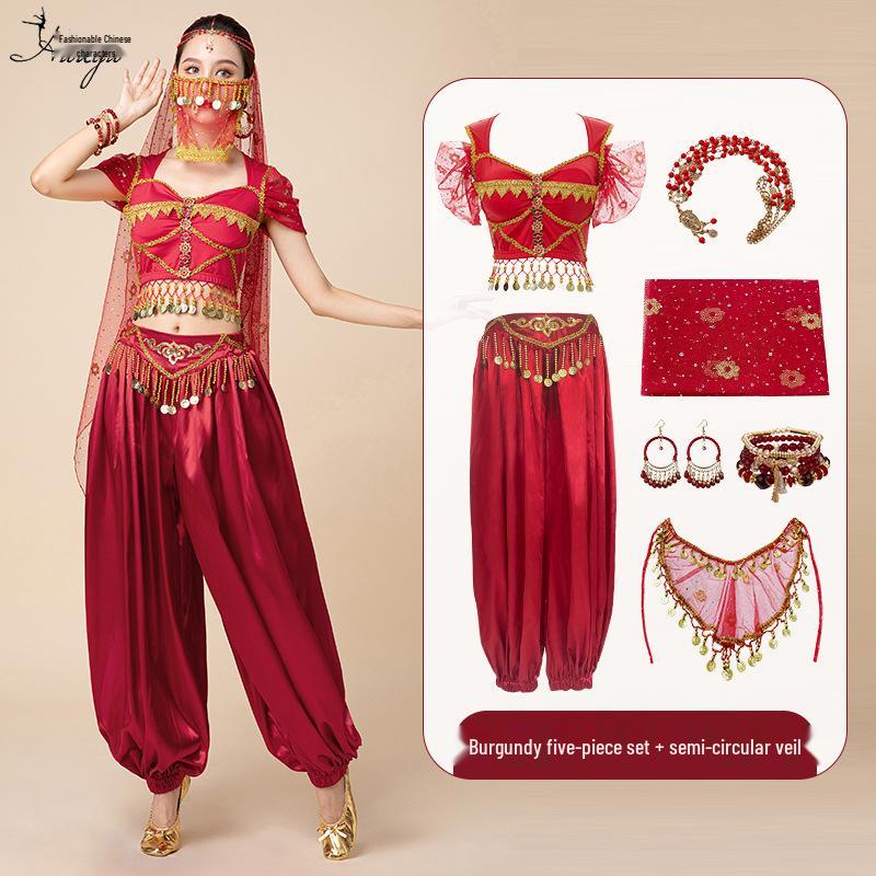 Costume de Danse du Ventre Exotique Princesse Jasmine d'Halloween pour Adultes