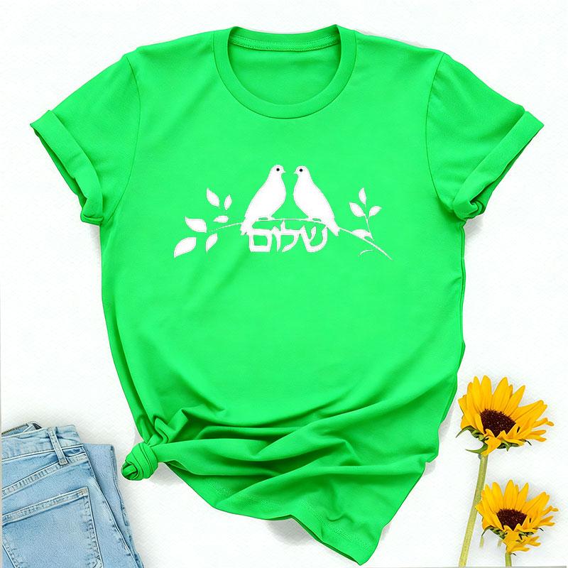 Jewish Hebrew Symbols for Religious Gift for Hanukkah Celebration Tee Simple Style Printed Tshirt Tops Regular Short Sleeve
