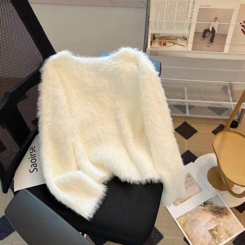 Exquisite Imitation Mink Jacket Women's Autumn and Winter New High-end Pure Desire Short Sweater Top