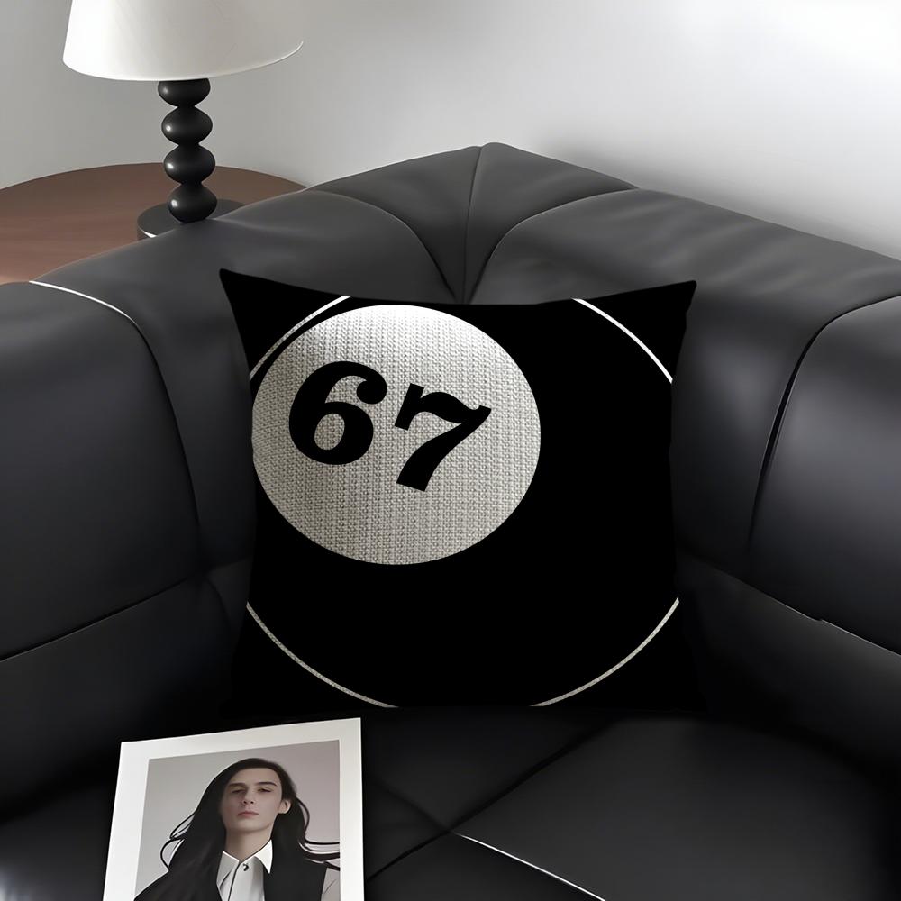 Six Seven Art Design Cushion Cover Natural Linen Organic Fabric Double-Sided Printing Sofa Home Decor Gift Pillow Case