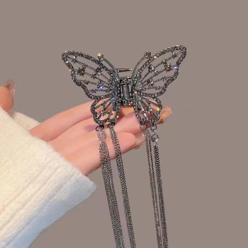 

Корейская заколка для волос с кисточкой-бабочкой и жемчугом, женская заколка с кисточкой и стразами, простой зажим для волос с когтями, заколки в виде акулы и краба, заколка для девочек, аксессуары для волос 1pcs