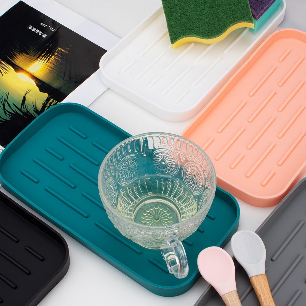 1PC Silicone Mat Sponge Holder Heat Resistant Kitchen Soap Scrubber Tray Bathroom Counter Organizer Mat for Kitchen Accessories