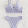 2023 European & American Two-Piece High Waist Tummy Control Bikini with Steel Support & Small Chest Gathering