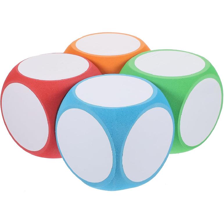 4pcs Dry Erase Blocks Foam Blank Dice Write On Dry Erase Cubes 4 Inch Wipe Off Dice Teaching Aid Tool Educational Learning Playing Game Props for