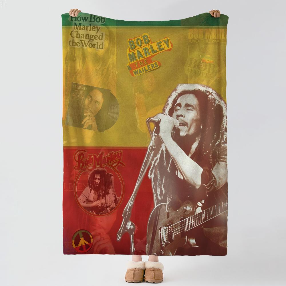 Music B-Bob Marley-y Throw Thick Comfort Flannel Quilt, Multi-scene Use Indoor Outdoor Daily Nap