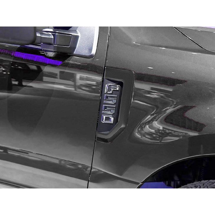 Fender Emblems Trim Compatible with Ford F250 F350 F450 2015 2016 2017 2018 2019 2020 Fender Vents Side Vent Cover Black Carbon Fiber Look Badges