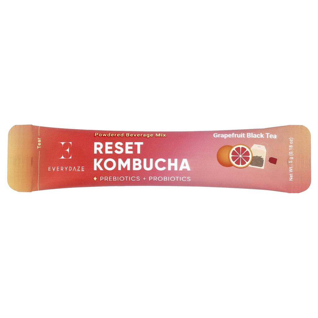 Everydaze Reset Kombucha, Powdered Beverage Mix, Grapefruit Black Tea, 10 Packets, 0.18 Oz (5 G) Each