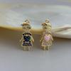 Cross-Border New Arrival Love Girl Pendant Abalone Zircon Necklace Earrings DIY Ornament Accessories